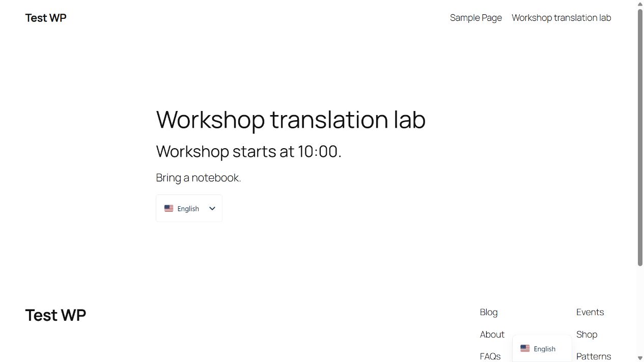 English source page showing both synthetic workshop sentences